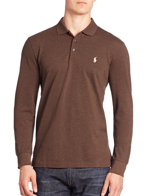 brown ralph lauren polo shirt long sleeve|polo shirt brown color.